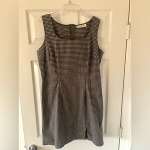 Elegant Vintage Fitted Checkered Mini Dress Sleeveless Large